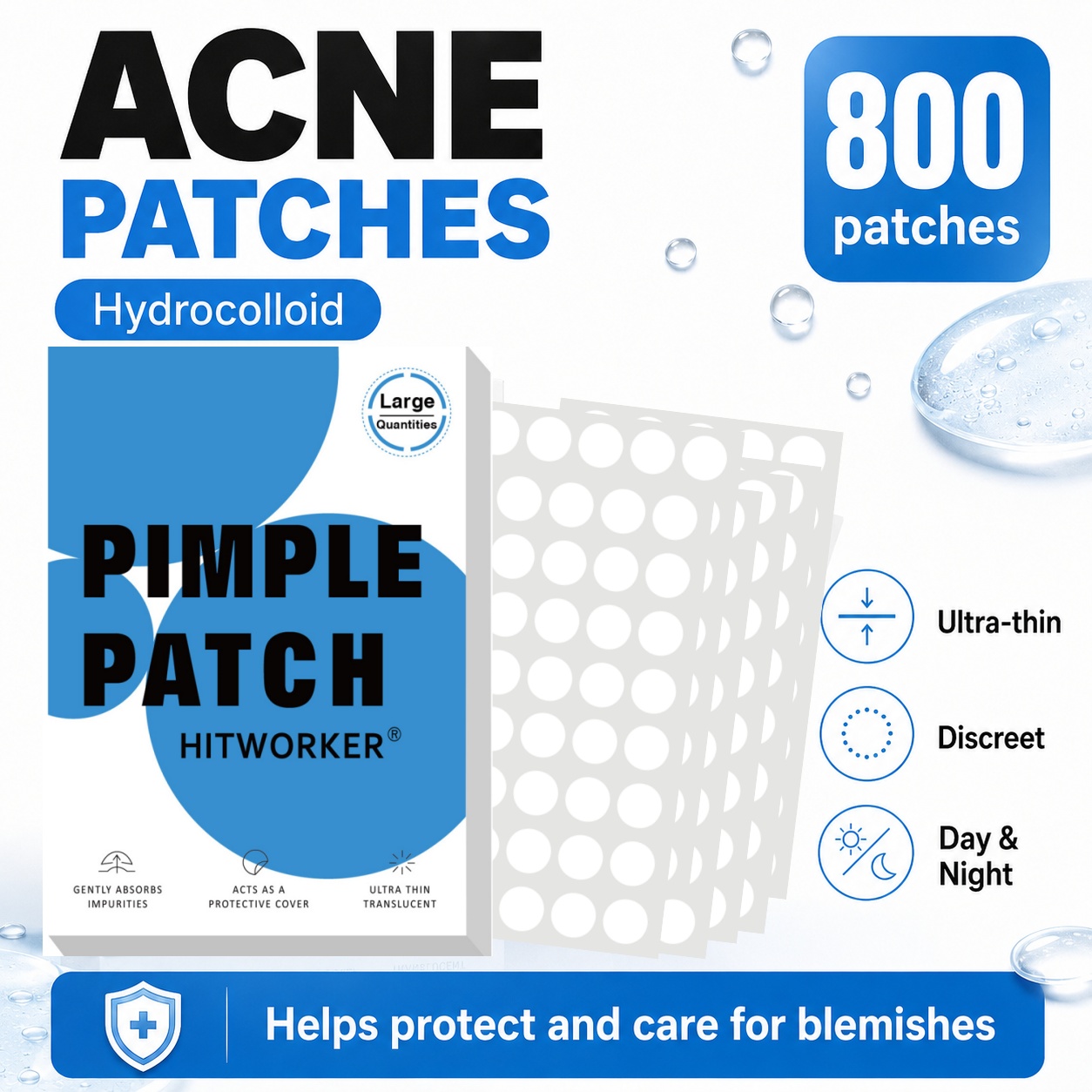 800Pcs Hydrocolloid Acne Pimpl - Skincare Oil Control 评论和价格