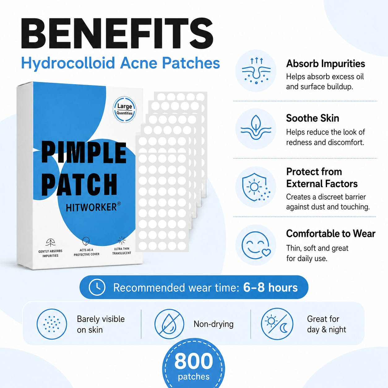 800Pcs Hydrocolloid Acne Pimpl - Skincare Oil Control 评论和价格